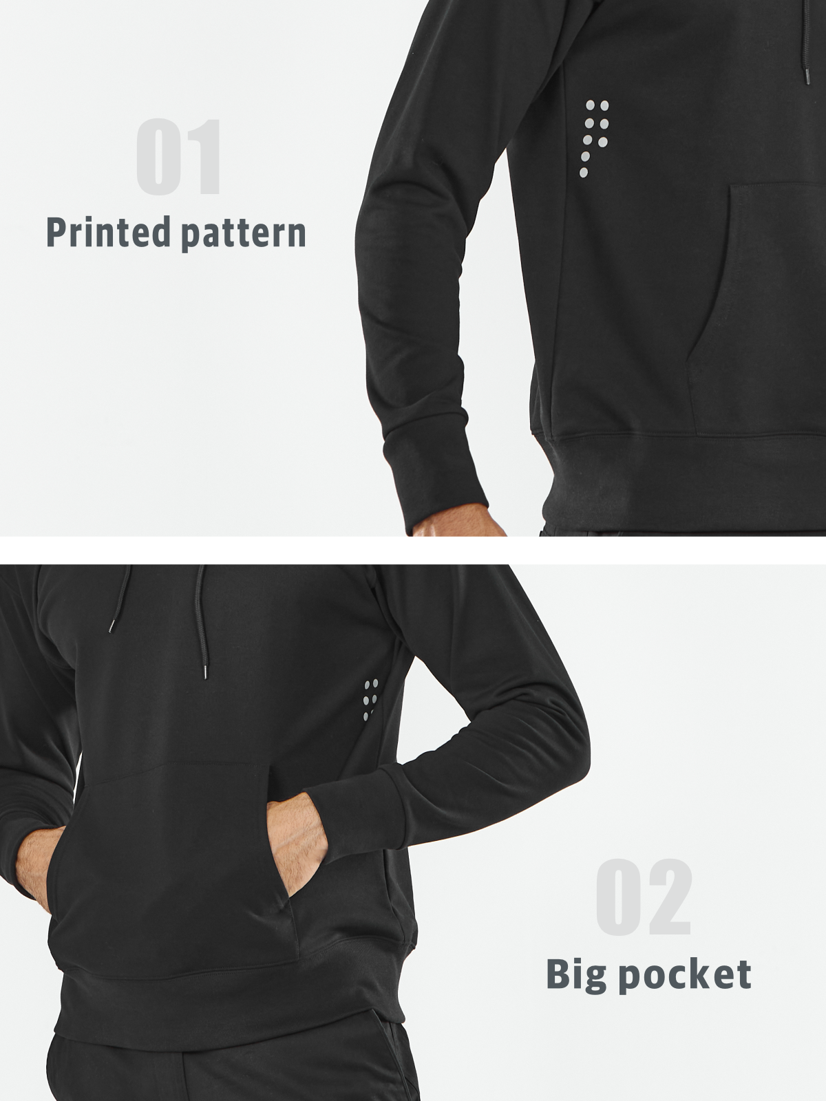 Men's Cotton Hoodies Drawstring Long Sleeve Casual Sweatshirts