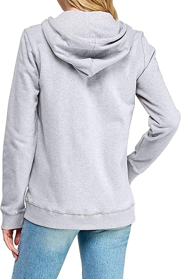 Women's Slub Knit Full-Zip Hoodie, Textured CottonZip-Up T-Shirt Hoodie for Women
