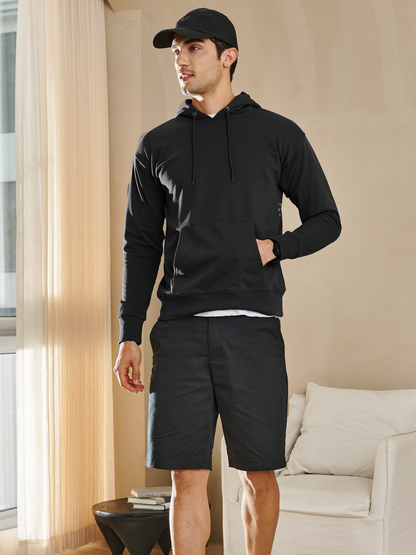 Men's Cotton Hoodies Drawstring Long Sleeve Casual Sweatshirts
